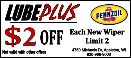 LubePlus 1 dollar off Each New Windshield Wiper Blade